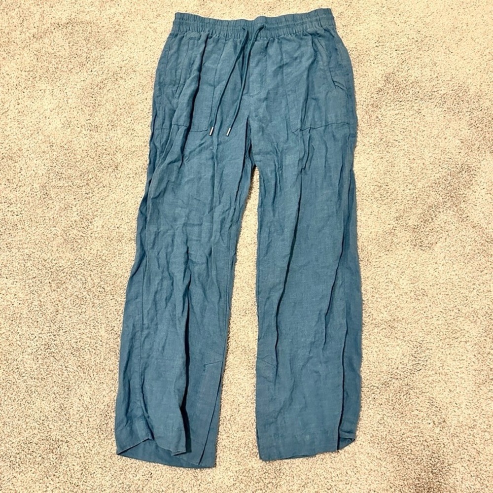 Athleta Wide Leg Drawstring Pants in Teal Blue
